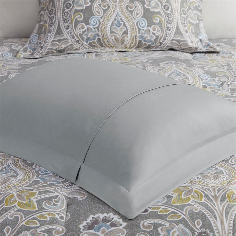 Harbor House Hallie 6-Piece Cotton Sateen Printed Comforter Set in Gray Finish