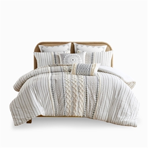 INK+IVY Mid-Century Cotton Printed Comforter Mini Set in Ivory