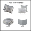 Harbor House Hallie 6-Piece Cotton Sateen Printed Comforter Set - Gray Finish