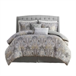 Harbor House Hallie 6-Piece Cotton Sateen Printed Comforter Set - Gray Finish