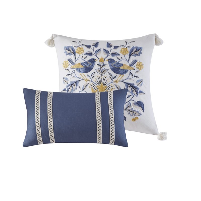 Harbor House Livia 6-Piece Cotton Comforter Set w/ Decorative Pillows in Blue