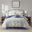 Harbor House Livia 6-Piece Cotton Comforter Set w/ Decorative Pillows in Blue