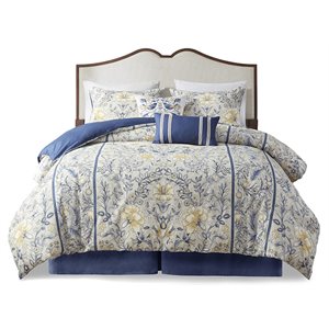 harbor house livia 6-piece cotton comforter set w/ decorative pillows in blue