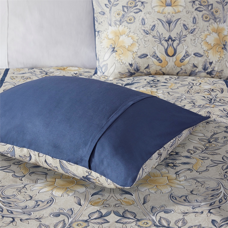 Harbor House Livia 6-Piece Cotton Comforter Set w/ Decorative Pillows - Blue
