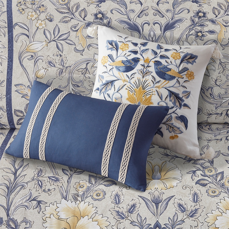 Harbor House Livia 6-Piece Cotton Comforter Set with Decorative Pillows in Blue