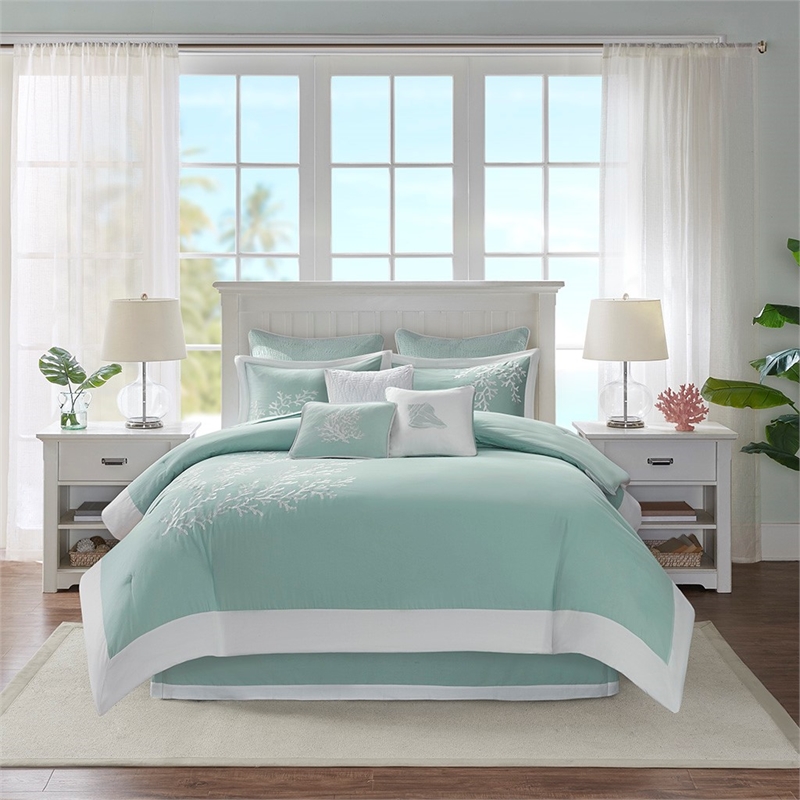 Harbor House Coastline Cotton Jacquard Comforter Set w/ Embroidery - Blue Finish