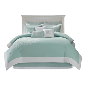 Harbor House Coastline Cotton Jacquard Comforter Set w/ Embroidery - Blue Finish