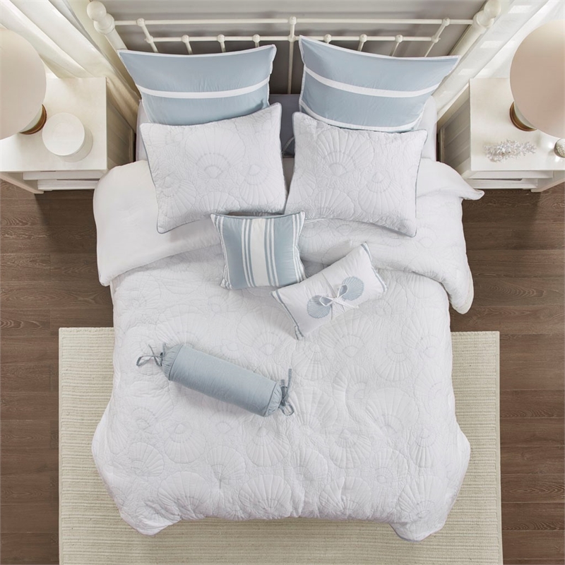 Harbor House Crystal Beach Cotton Quilted Comforter Set - White