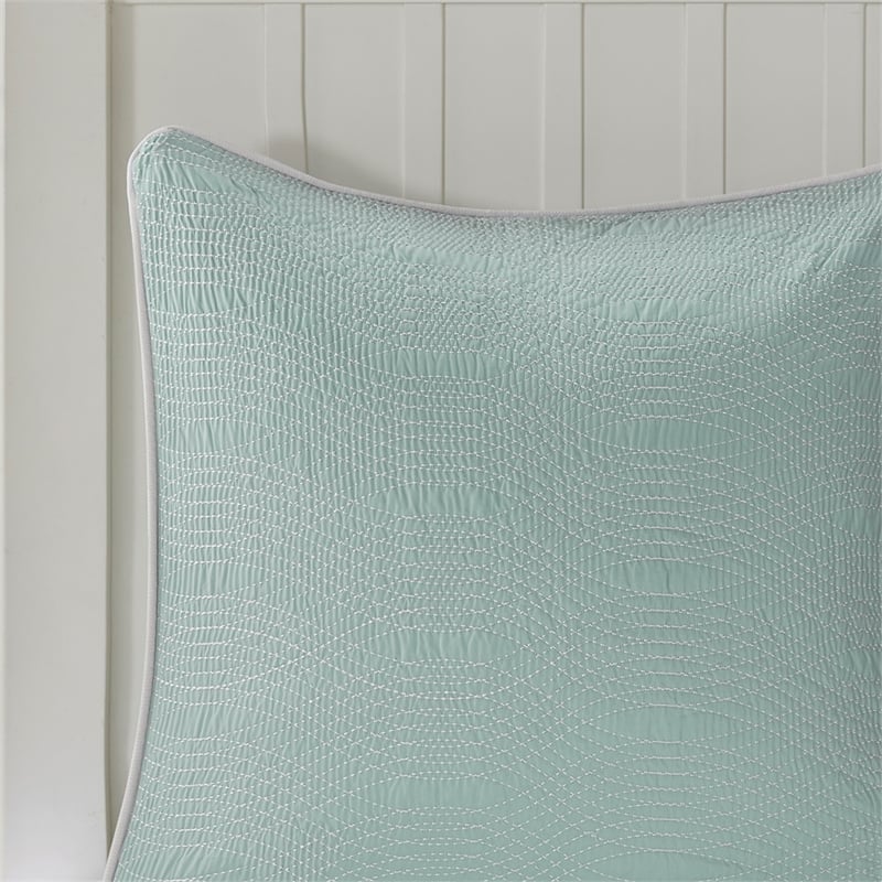 Harbor House Coastline Coastal Cotton Quilted Euro Sham in Aqua Blue