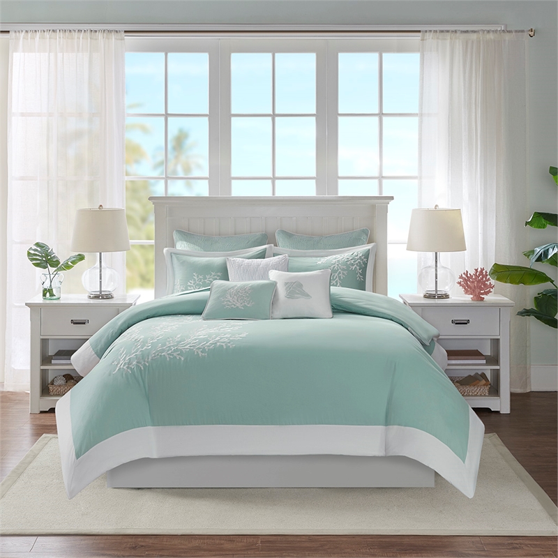 Harbor House Coastline Coastal Cotton Quilted Euro Sham in Aqua Blue