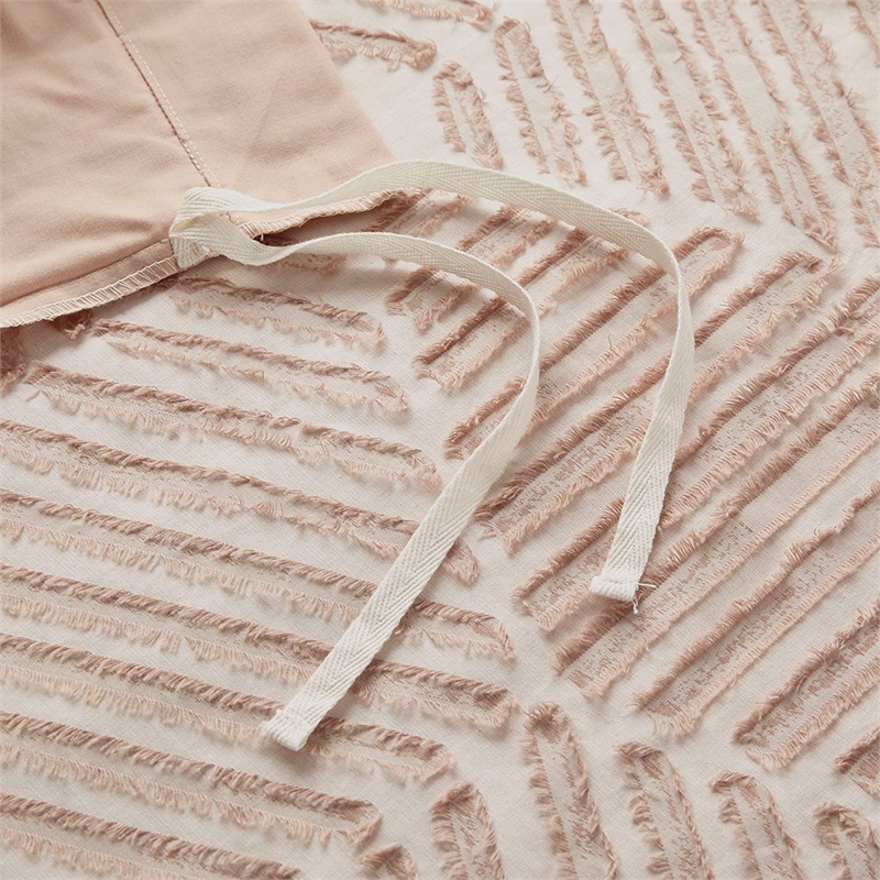 INK+IVY Ellipse Cotton Clipped Jacquard Duvet Cover Set in Blush Pink