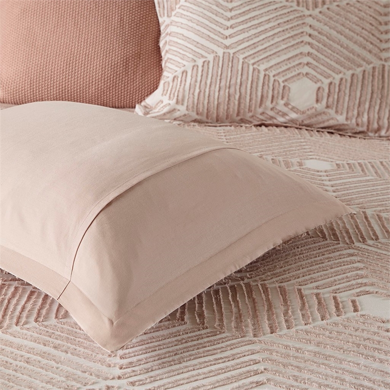 INK+IVY Ellipse Cotton Clipped Jacquard Duvet Cover Set in Blush Pink