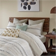 INK+IVY Nea Cotton Printed Duvet Cover Set with Trims in Off White/Gray