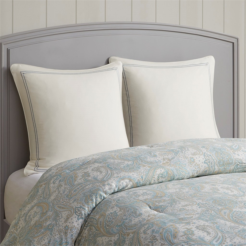 Harbor House Chelsea Traditional Cotton Sateen Euro Sham with Embroidery - Ivory