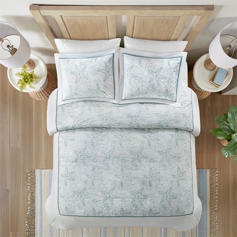 Harbor House Maya Bay Cotton Duvet Mini Set with Embroidery in White