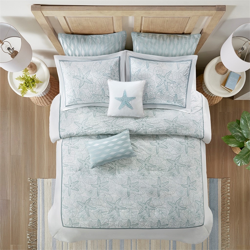 Harbor House Maya Bay Cotton Duvet Mini Set with Embroidery in White Finish
