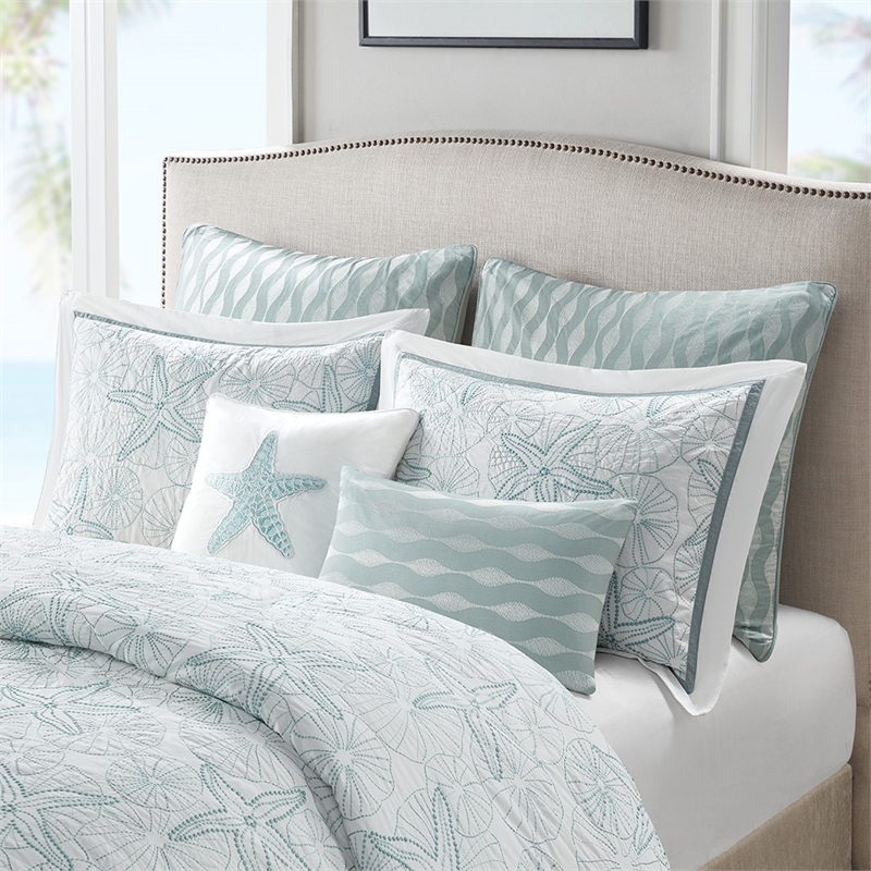 Harbor House Maya Bay Cotton Duvet Mini Set with Embroidery in White Finish