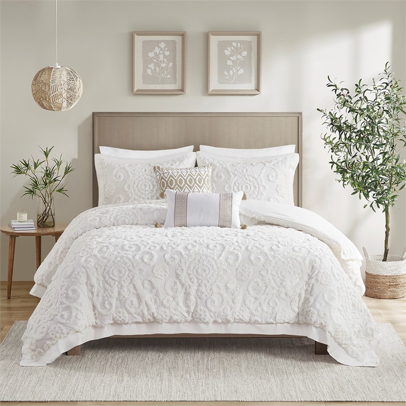 Harbor House Suzanna Cotton Duvet Mini Set with Embroidery in Ivory Finish