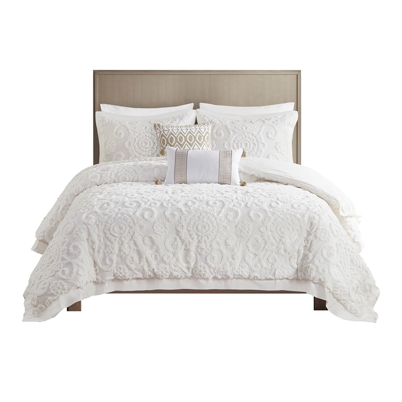 Harbor House Suzanna Cotton Duvet Mini Set with Embroidery in Ivory Finish
