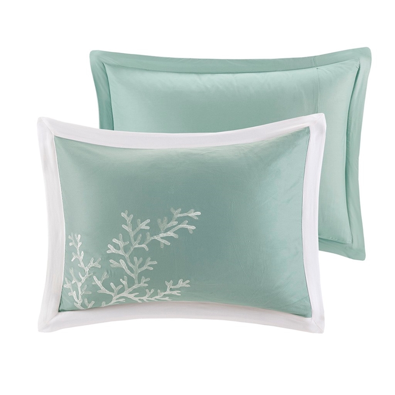 Harbor House Cotton Jacquard Duvet Mini Set with Embroidery in Aqua Blue