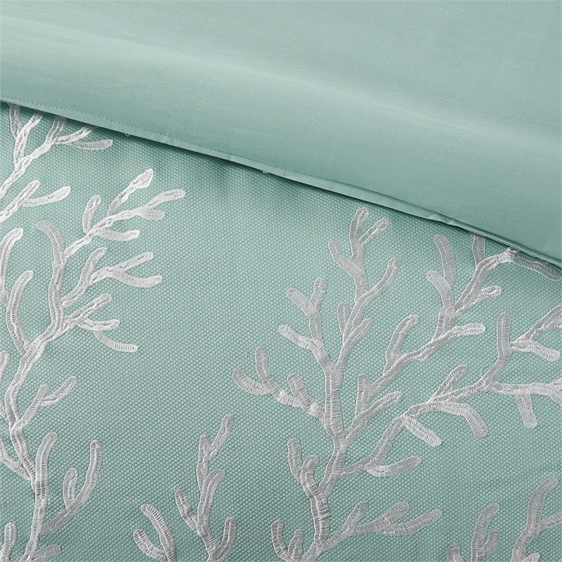Harbor House Cotton Jacquard Duvet Mini Set with Embroidery in Aqua Blue