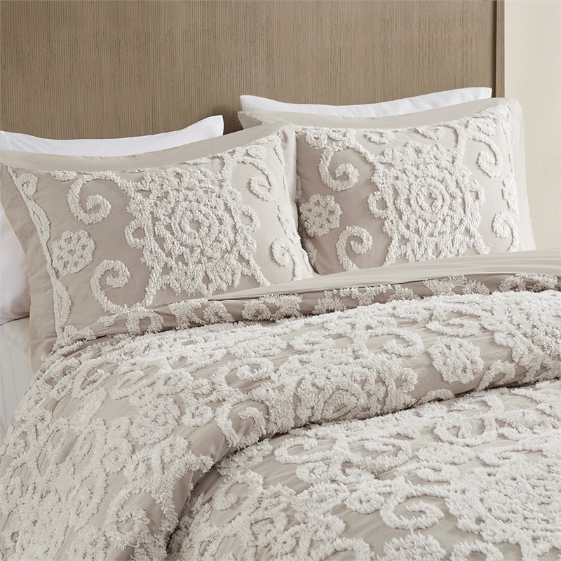 Harbor House Suzanna Cotton Tufted Embroidered Duvet Cover Mini Set in Beige
