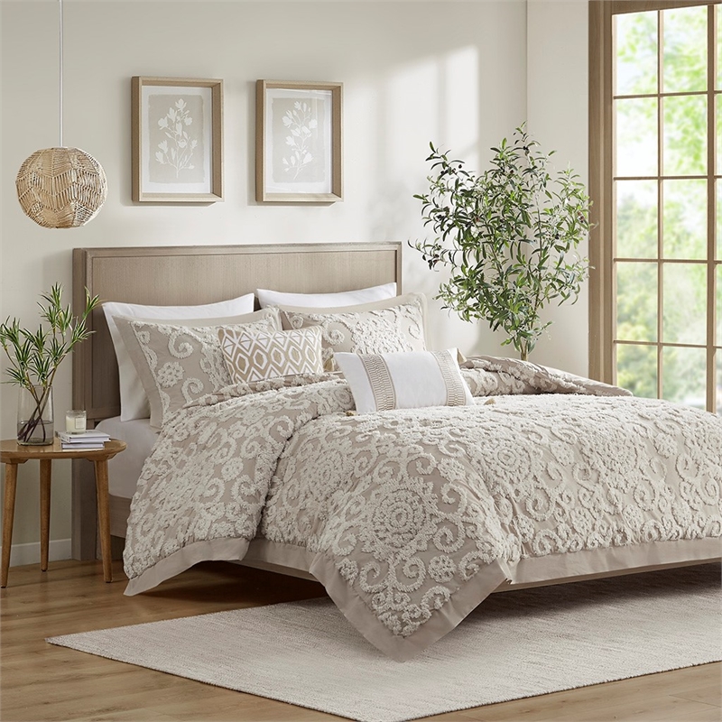 Harbor House Suzanna Cotton Tufted Embroidered Duvet Cover Mini Set in Beige