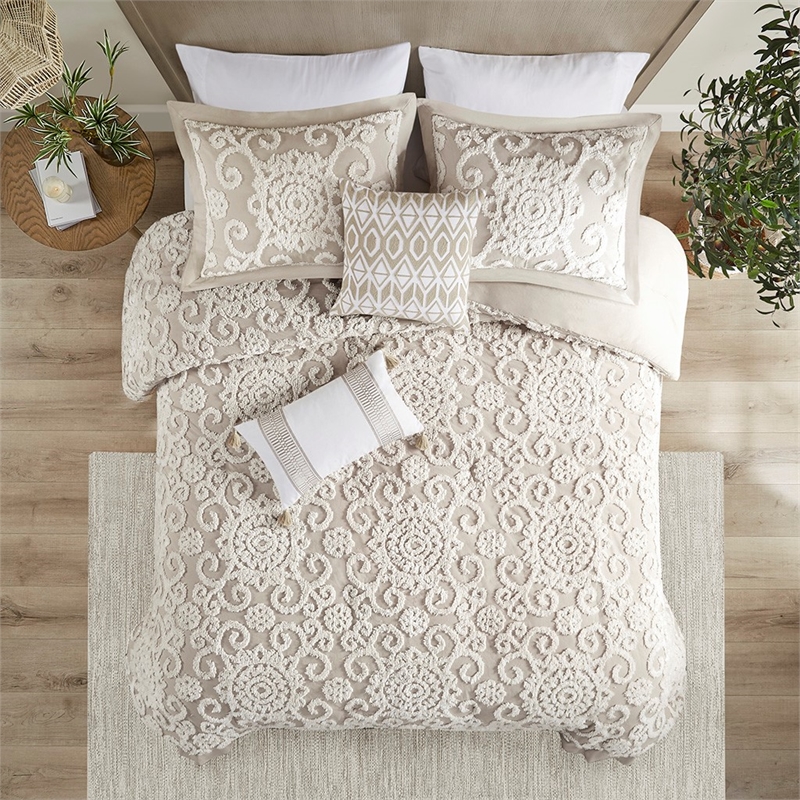 Harbor House Suzanna Cotton Tufted Embroidered Duvet Cover Mini Set in Beige