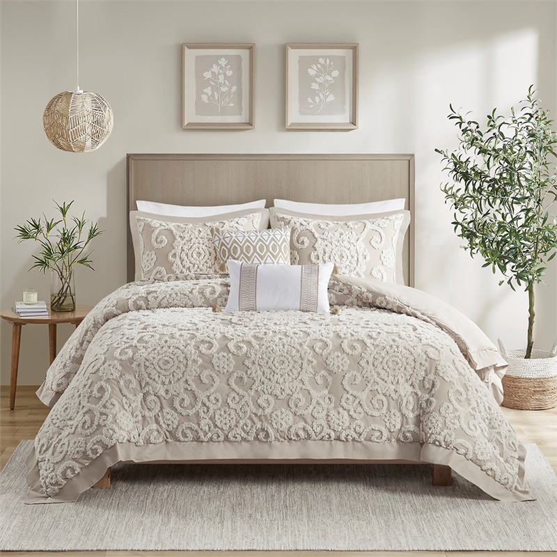 Harbor House Suzanna Cotton Tufted Embroidered Duvet Cover Mini Set in Beige