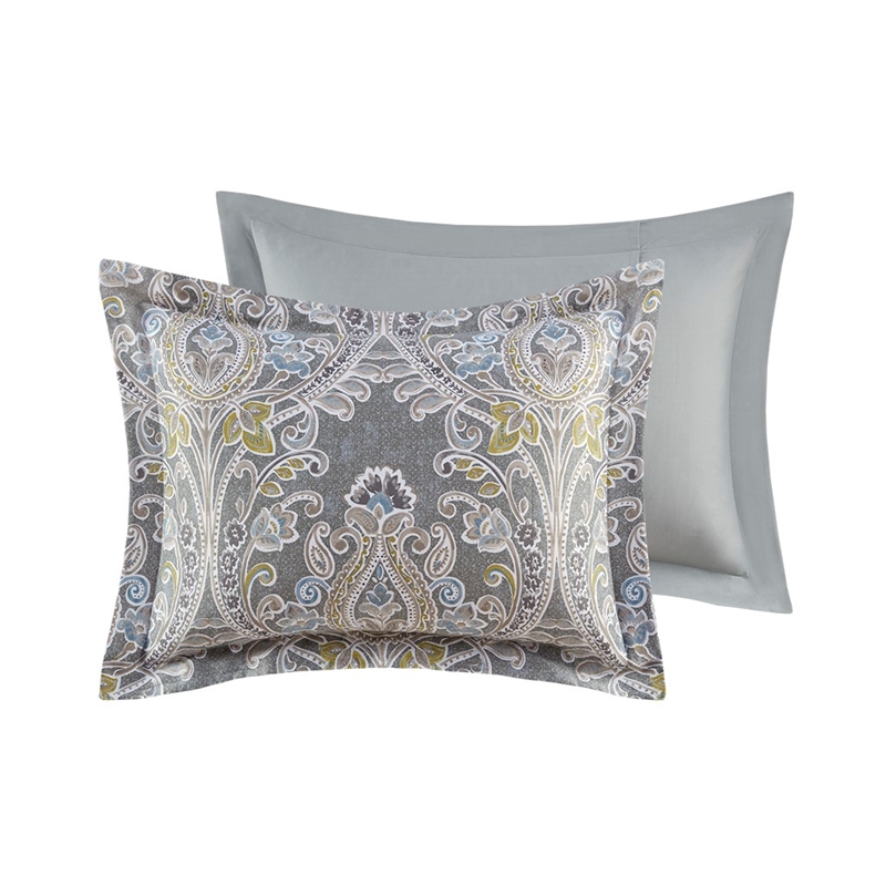 Harbor House Hallie 5-Piece Cotton Sateen Printed Duvet Set in Gray