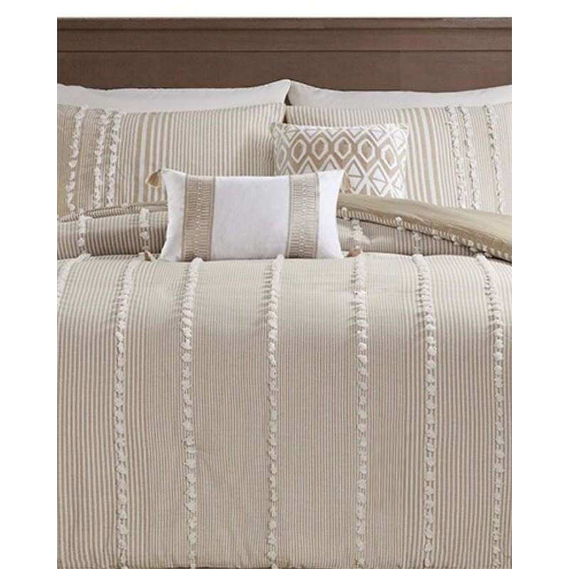 Harbor House Anslee Cotton Yarn Dyed Tufted Duvet Cover Mini Set in Beige