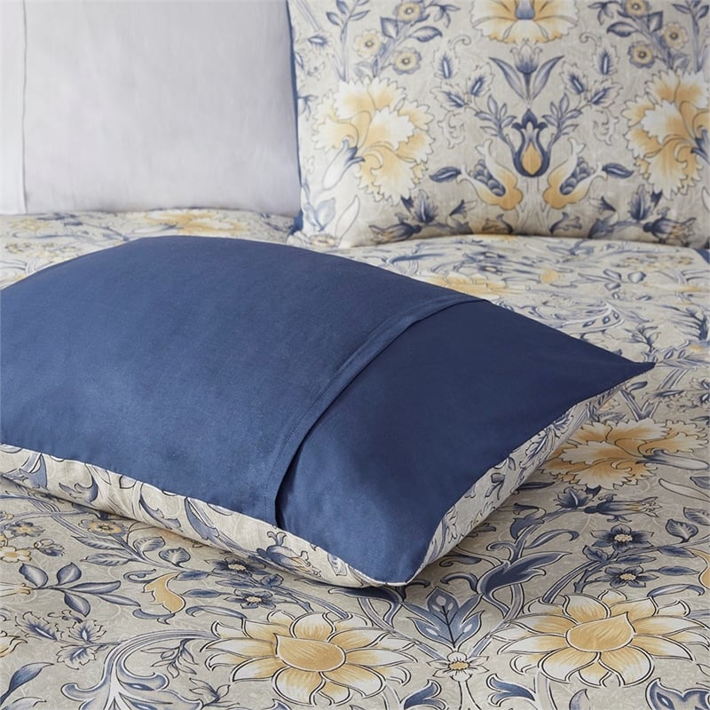 Harbor House Livia 5-Piece Traditional Cotton Duvet Set in Blue Finish