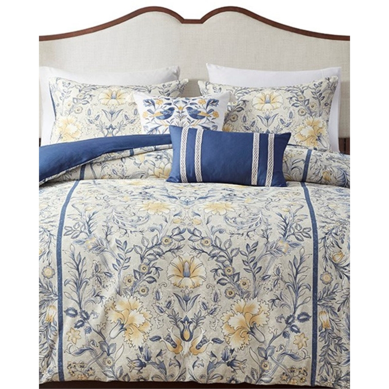 Harbor House Livia 5-Piece Traditional Cotton Duvet Set in Blue Finish