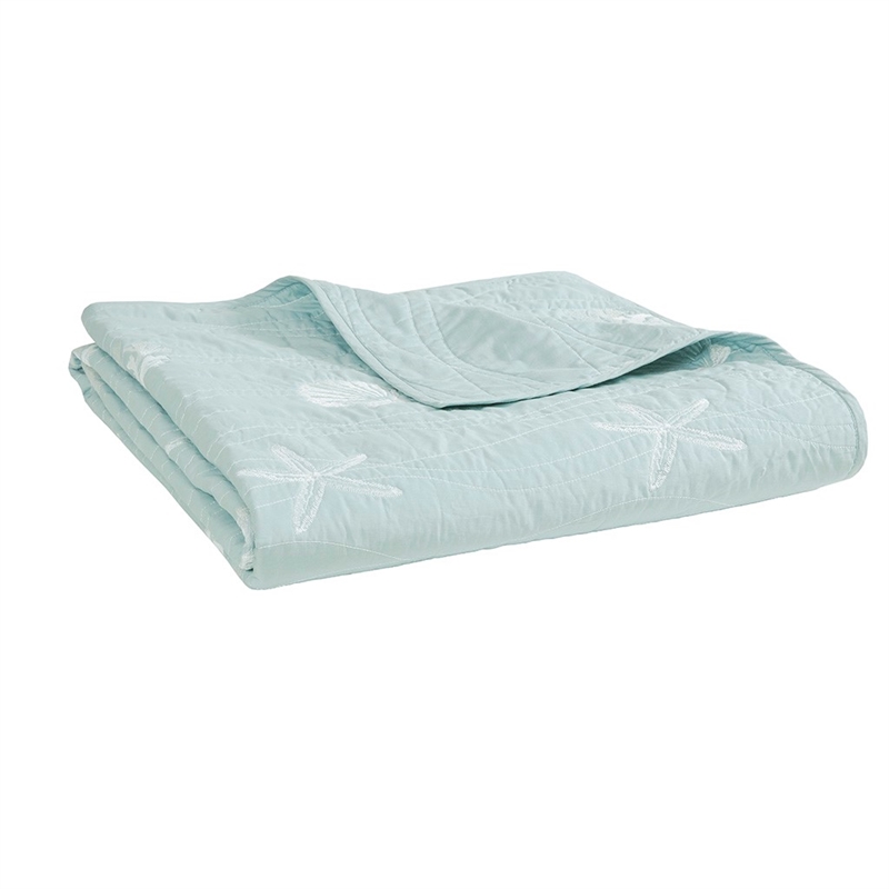 Harbor House Seaside Cotton Percale Coverlet Set with Embroidery in Green