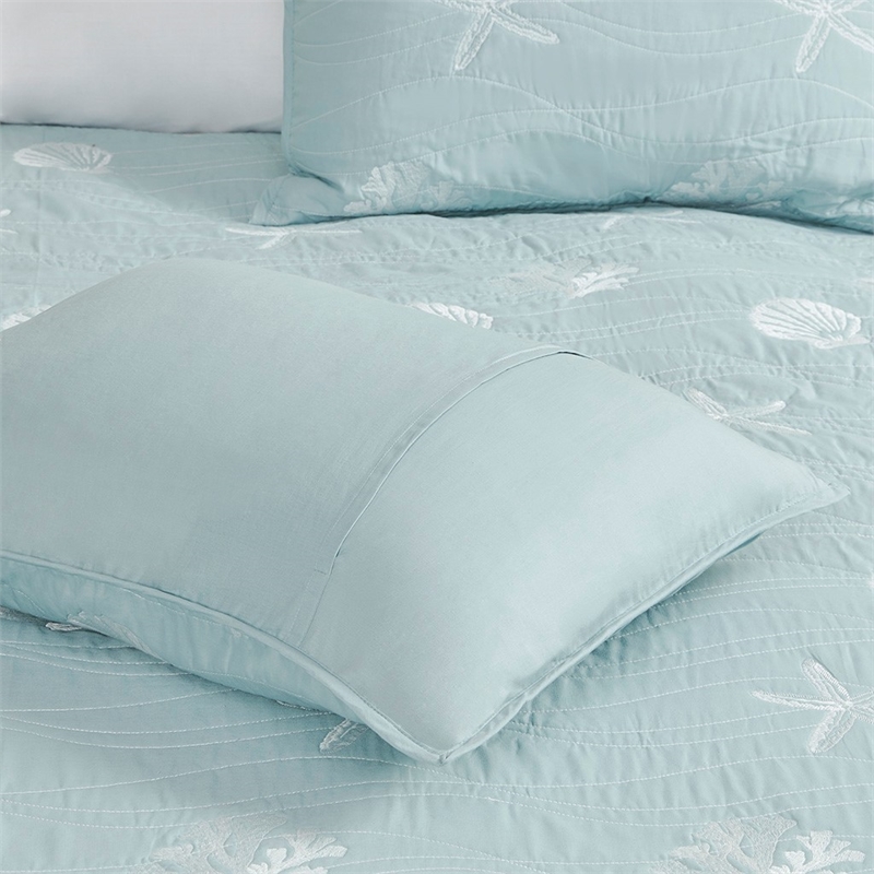 Harbor House Seaside Cotton Percale Coverlet Set with Embroidery in Green