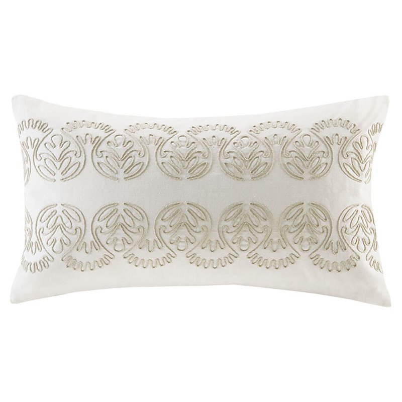 Harbor House Suzanna Traditional Cotton Oblong Pillow with Embroidery in White
