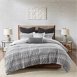 INK+IVY Rhea Cotton Jacquard Duvet Cover Mini Set in Gray and Black