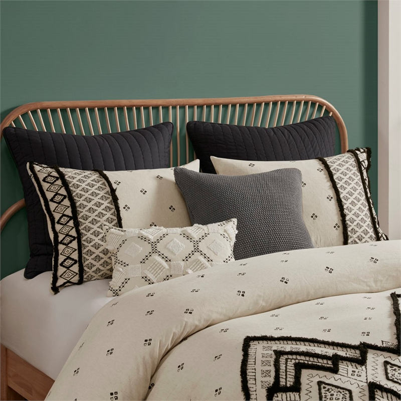 INK+IVY Marta 3-piece Cotton and Flax Printed Duvet Cover Set in Natural