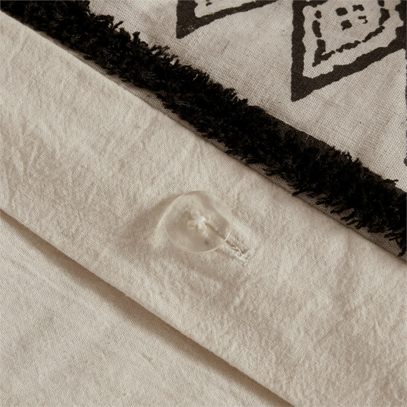 INK+IVY Marta 3-piece Cotton and Flax Printed Duvet Cover Set in Natural