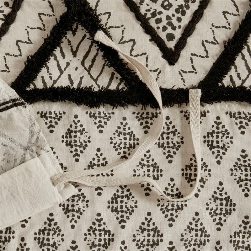 INK+IVY Marta 3-piece Cotton and Flax Printed Duvet Cover Set in Natural