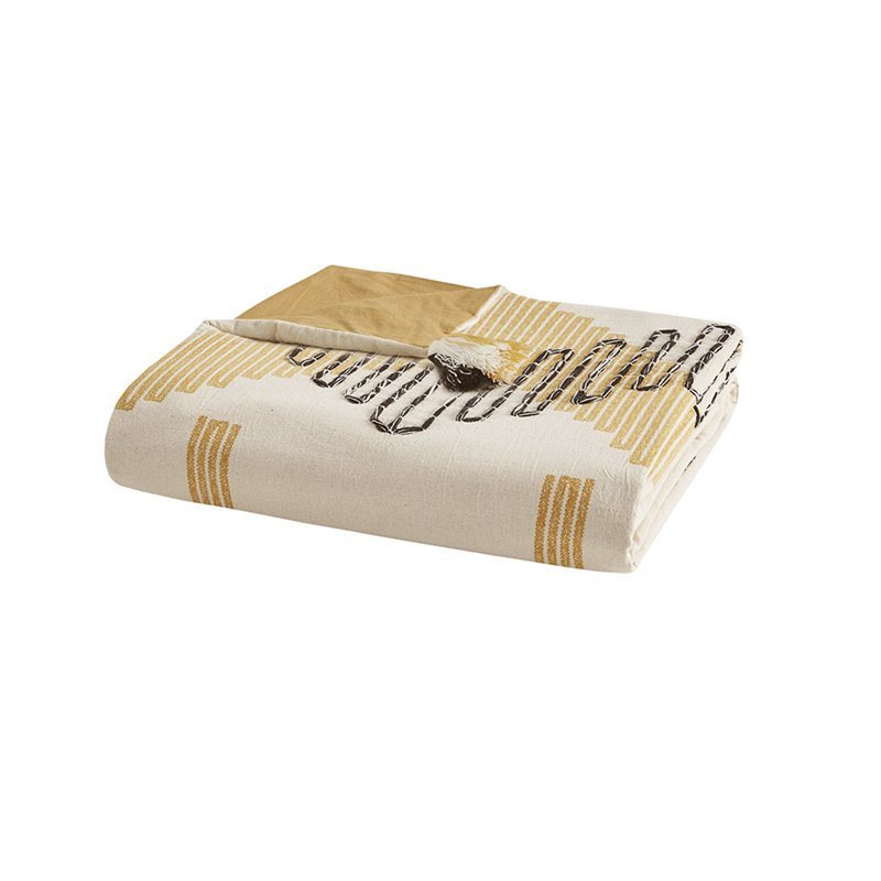 INK+IVY Arizona 3-piece Cotton Geometric Full/Queen Duvet Cover Set in Yellow
