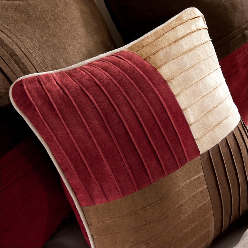 Madison Park Jackson Blocks 7-piece Microsuede Comforter Set in Red/Brown
