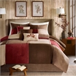 Madison Park Jackson Blocks 7-piece Microsuede Comforter Set in Red/Brown