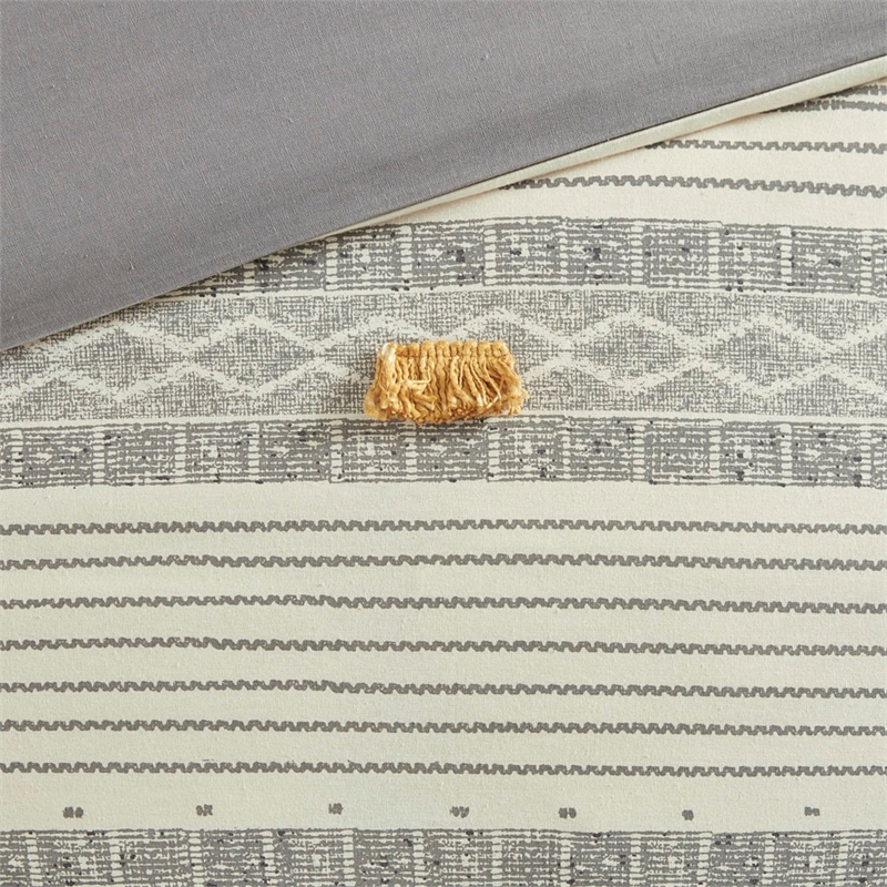 INK+IVY Cody 3-piece Contemporary Cotton Duvet Cover Set in Yellow/Gray