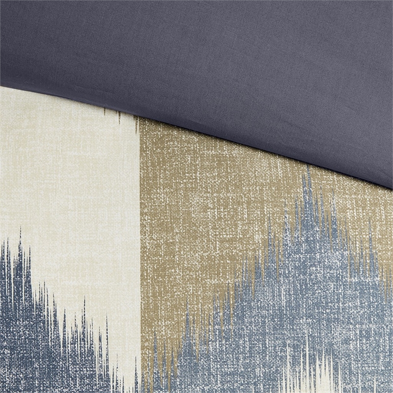 INK+IVY Alpine Mid-Century Cotton Printed Duvet Bedding Set in Navy Finish