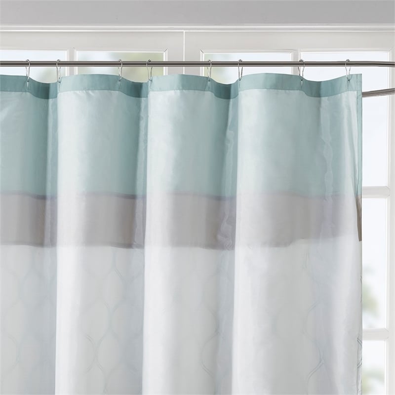 510 Design Polyester Microfiber Embroidery Printed Shower Curtain in Green