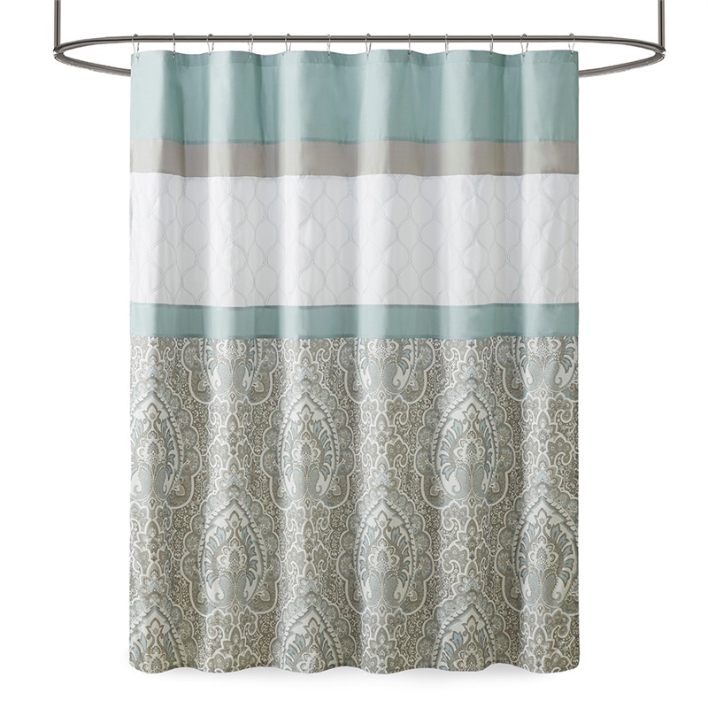 510 Design Polyester Microfiber Embroidery Printed Shower Curtain in Green
