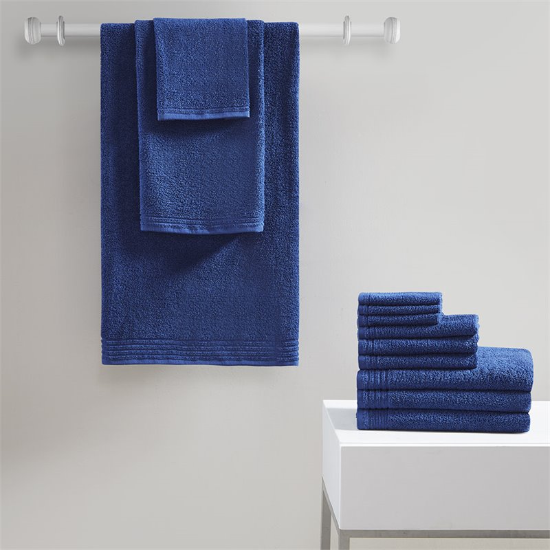 510 Design Big Bundle 12-piece Cotton Bath Towel Set in Navy