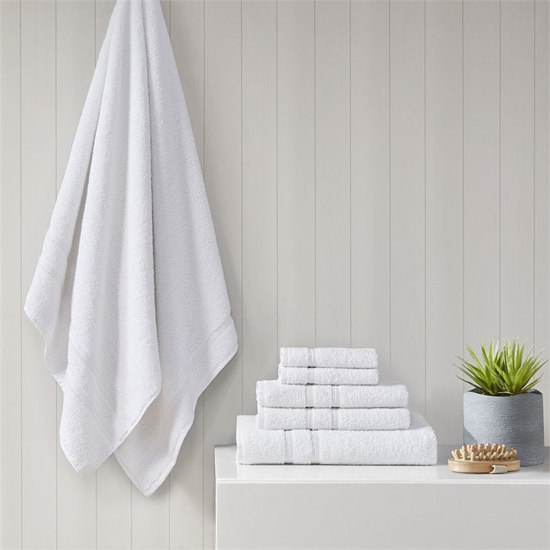 510 Design Aegean 6-piece Contemporary Turkish Cotton Towel Set in White