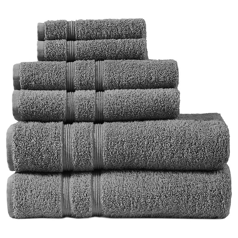 510 Design Aegean 6-piece Contemporary Turkish Cotton Towel Set in Charcoal